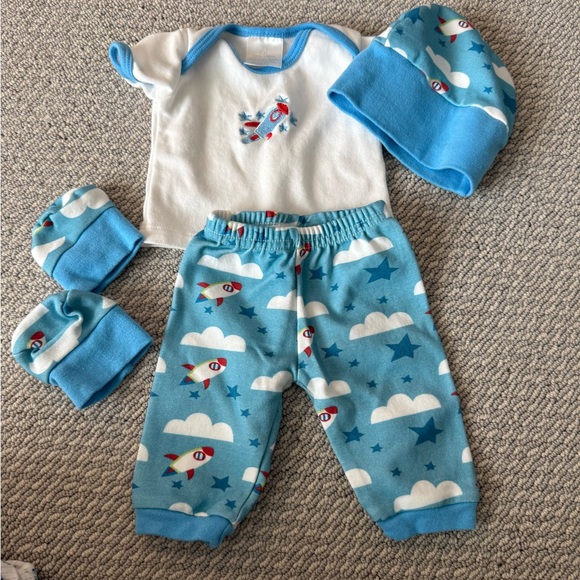 petit lapin Other - Baby boy Space Adventure Set - Blue and White